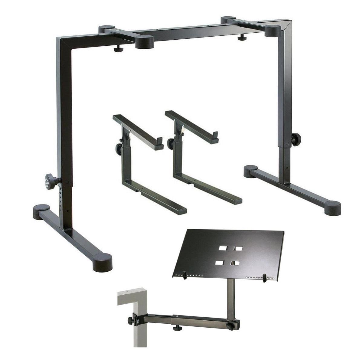 

K&M Omega Table-Style Keyboard Stand Black W/K&M Stacker / K&M Laptop Holder Blk