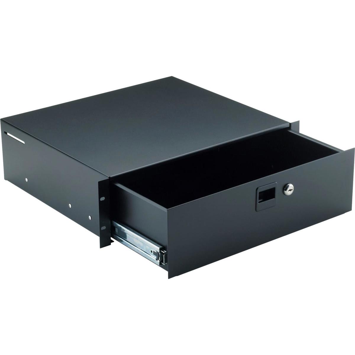

K&M 491/2 Rackmount Storage w/ Keylock Heavy-Duty Slides, 3-Spaces Height, Black