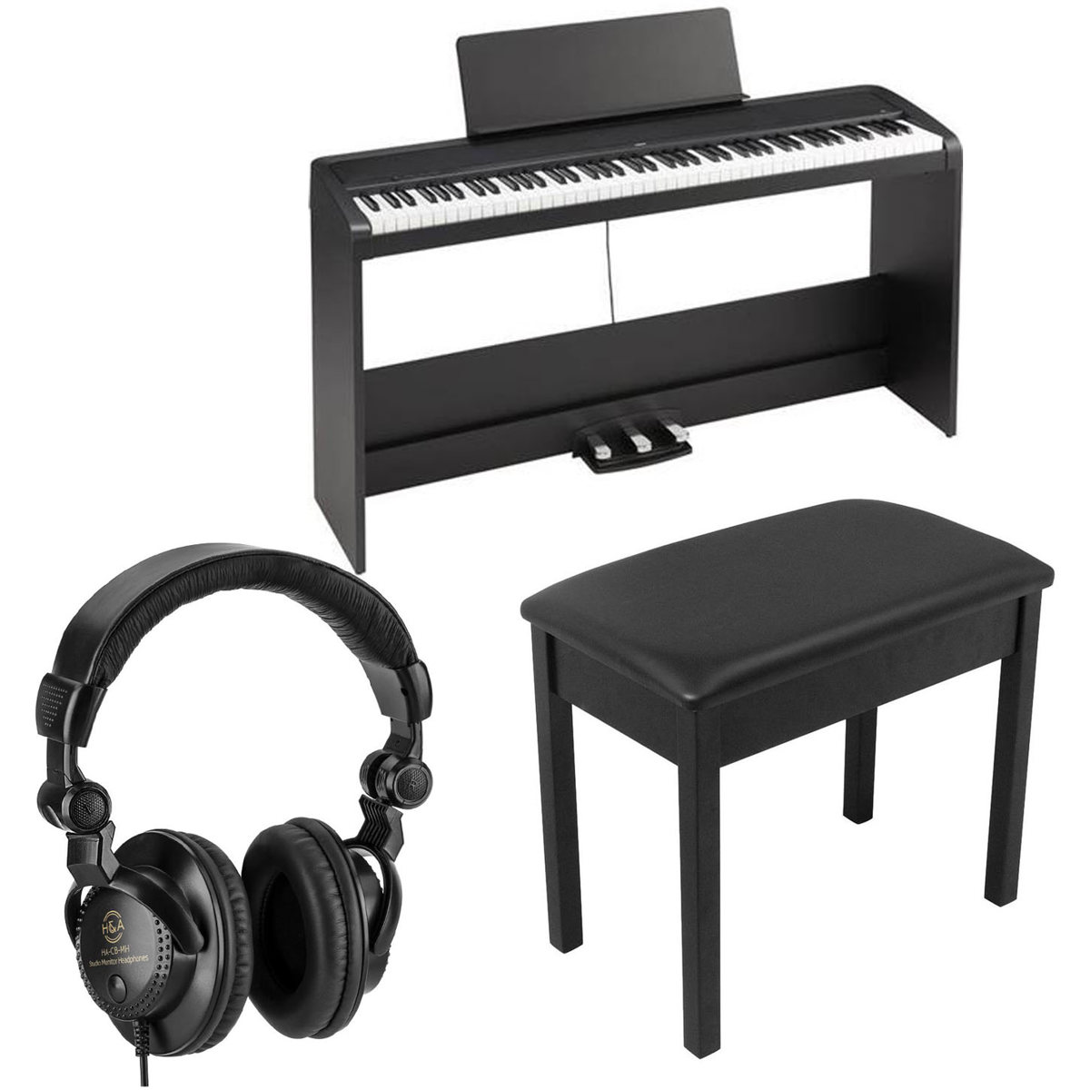 

Korg B2SP 88-Key Digital Home Piano with Stand, Black with Headphones, Bench