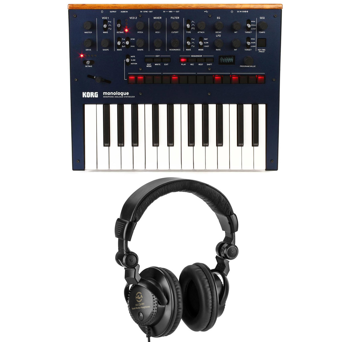 

Korg Monologue 25-Key Monophonic Analog Synthesizer, Dark Blue with Headphones