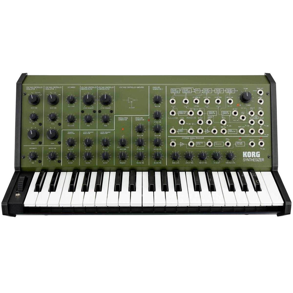 Korg MS-20 FS Monophonic Analog Synthesizer, 2 Oscillators, 37 Mini-Keys, Green -  MS20FSGREEN