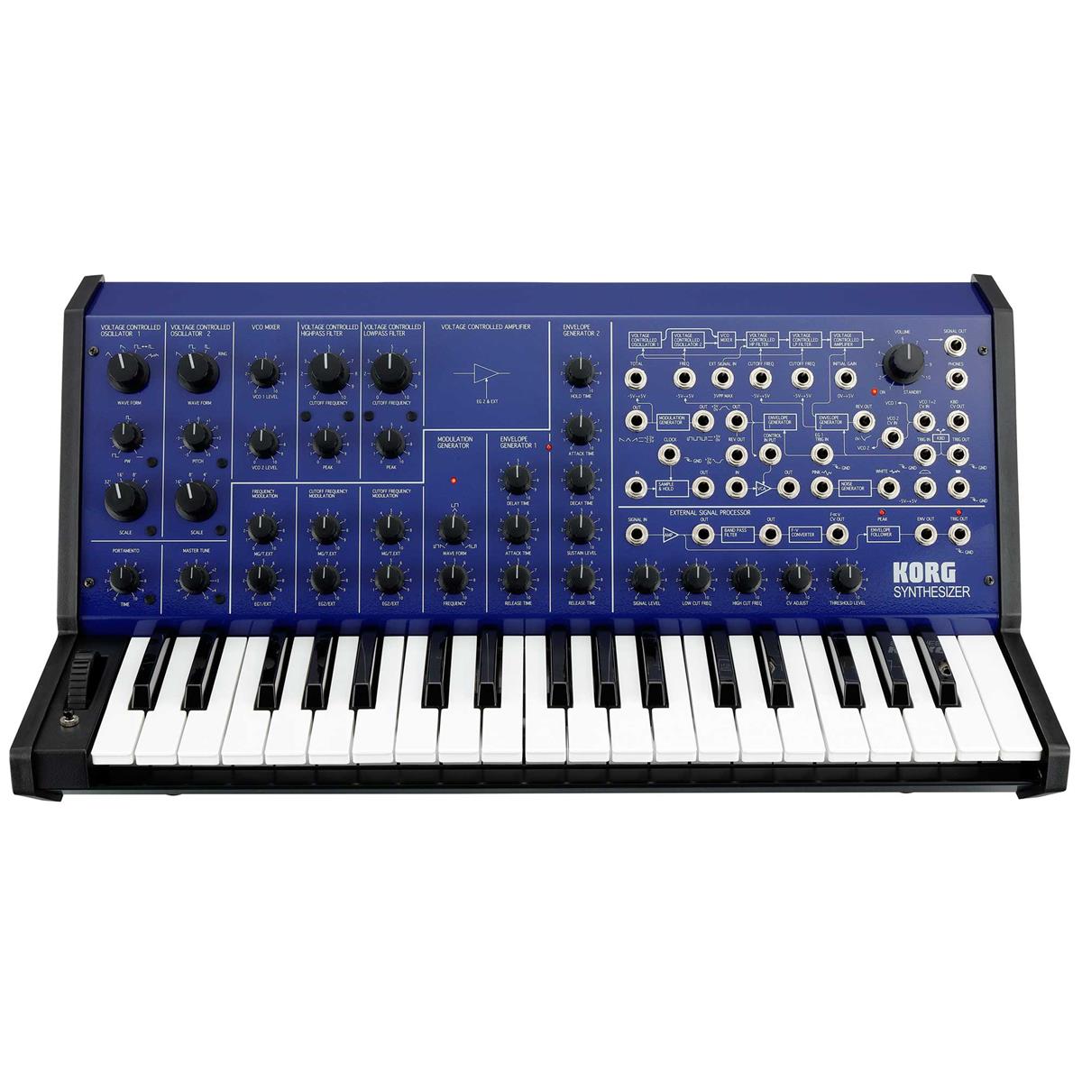 Korg MS-20 FS Monophonic Analog Synthesizer, 2 Oscillators, 37 Mini-keys, Blue -  MS20FSMBLUE