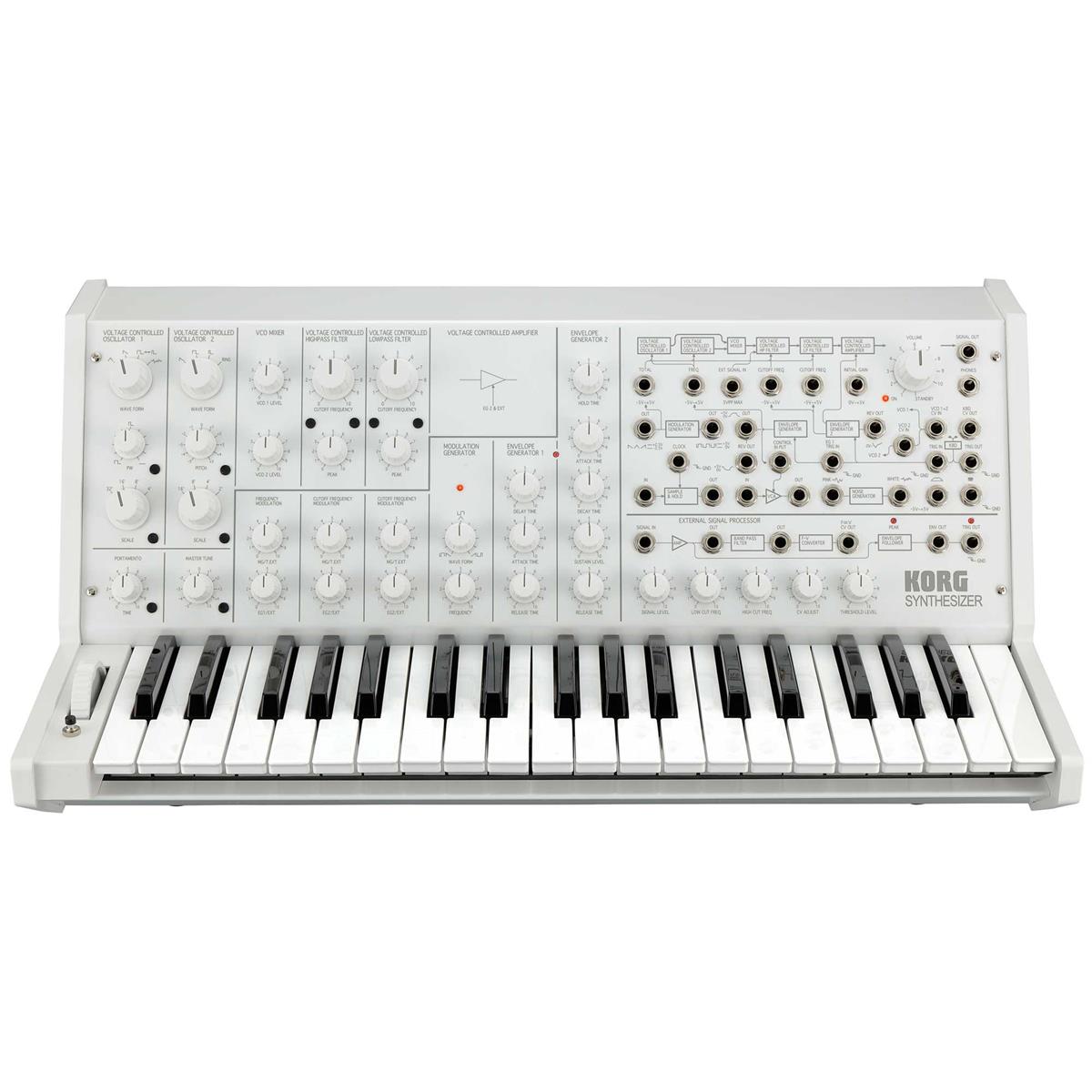 Korg MS-20 FS Monophonic Analog Synthesizer, 2 Oscillators, 37 Mini-Keys, White -  MS20FSWHITE