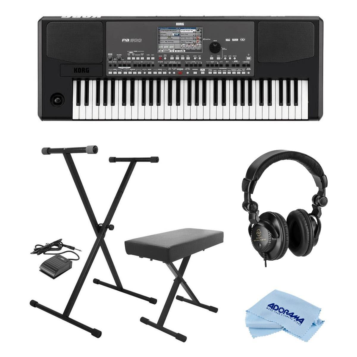 Korg Professional 61-Key Arranger Keyboard W/On-Stage Keyboard Stand/ Headphones -  PA600 C
