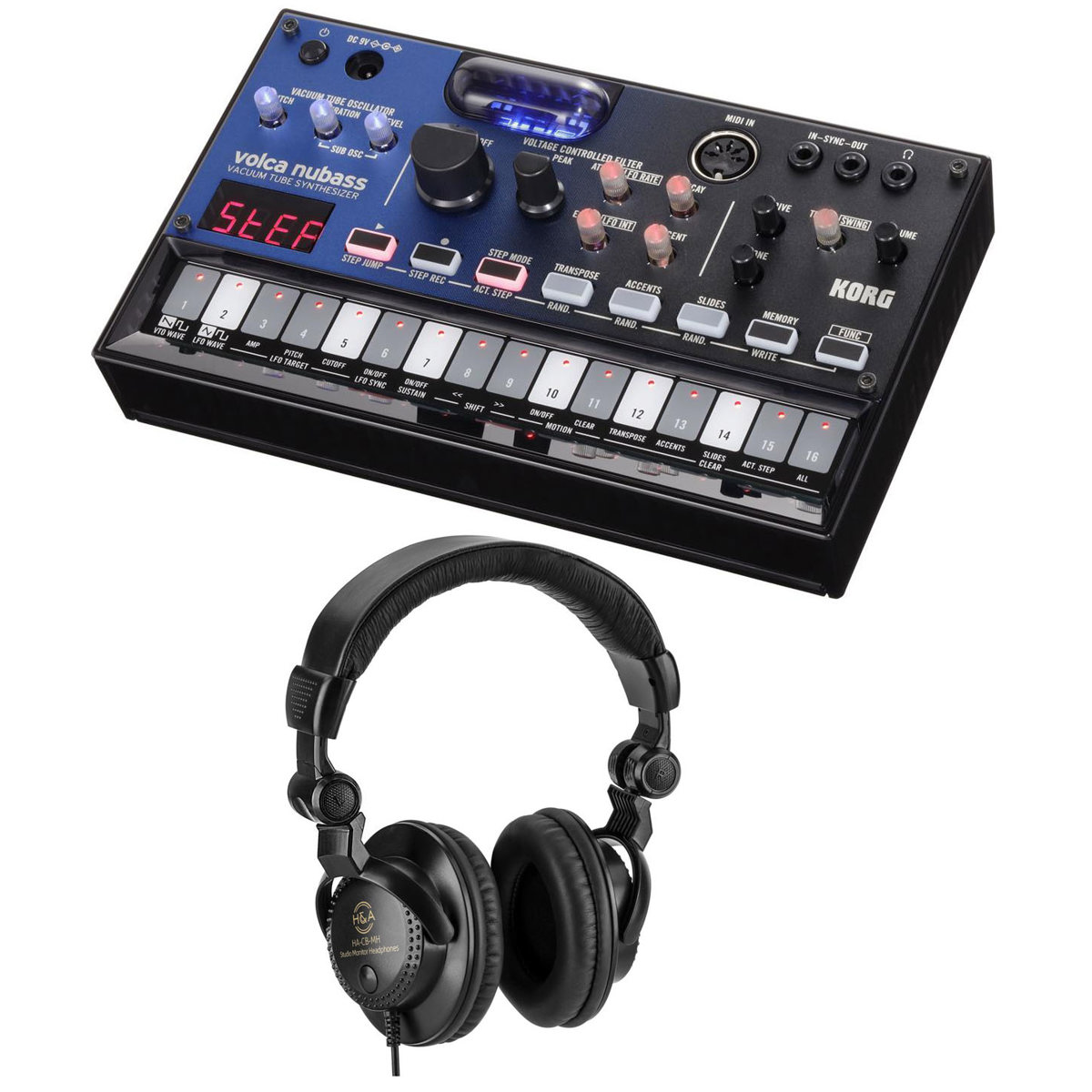 

Korg Volca Nubass Vacuum Tube Bass Synthesizer, 16-Step Seq, with Headphones