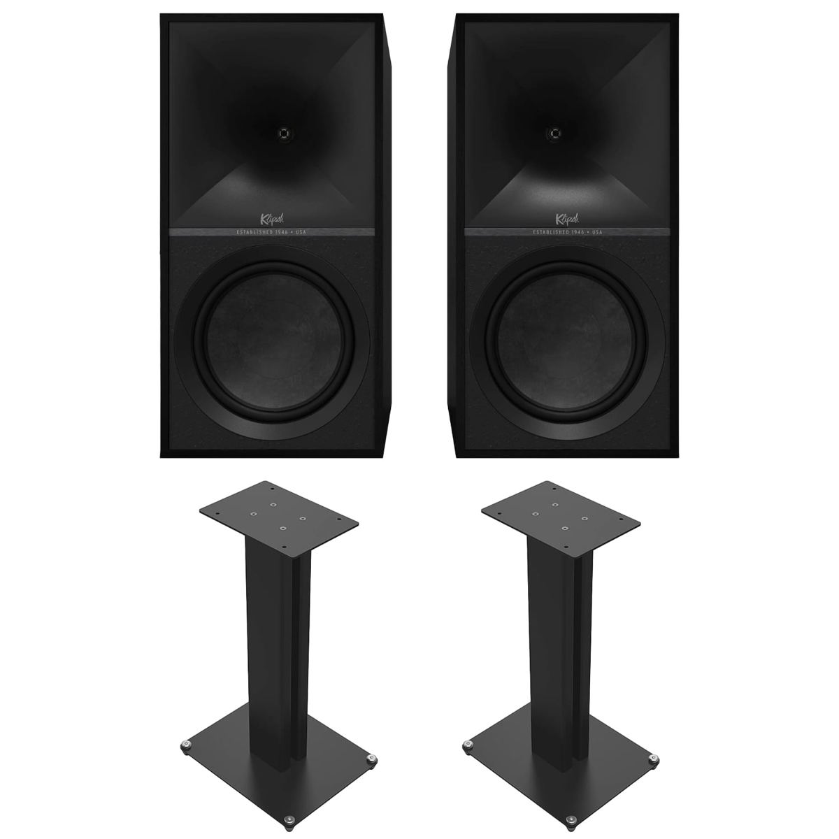 Image of Klipsch The Nines 8&quot; 480W 2-Way Wireless Active Bookshelf Speakers + 24&quot; Stands