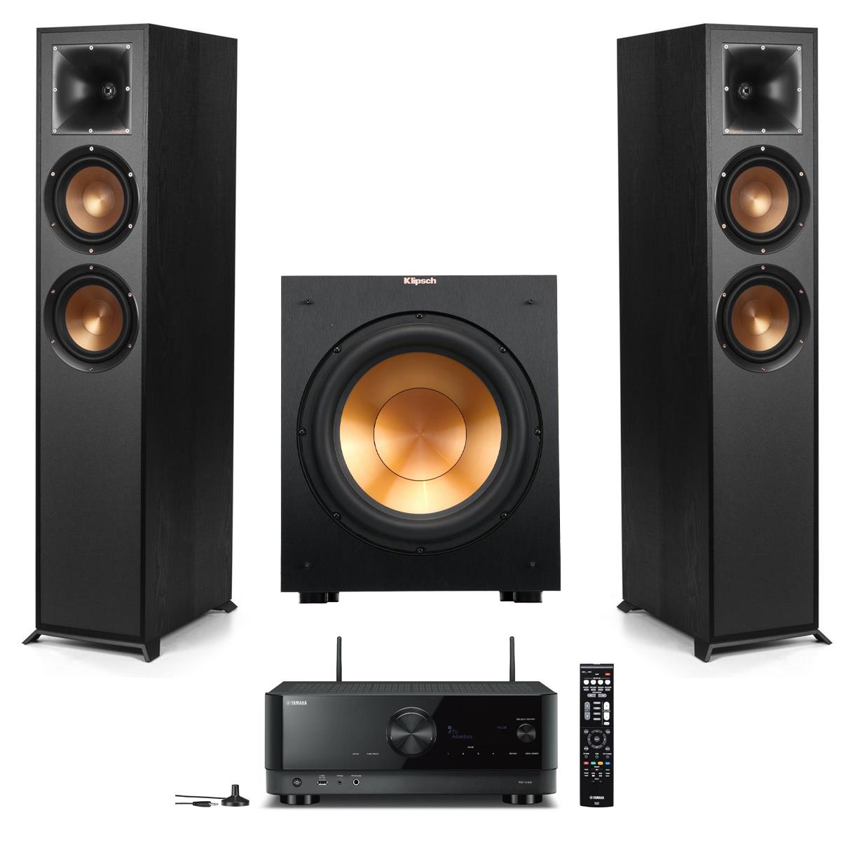 Klipsch Reference 2.1 Home Theater System, Black w/ Yamaha RX-V4A 5.2 Receiver -  1065834 B3