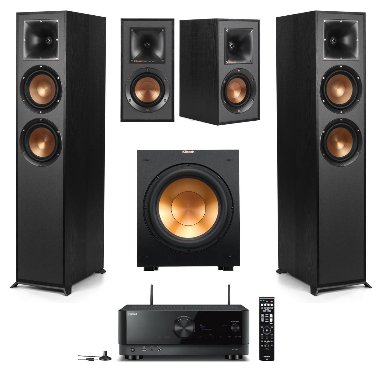 Klipsch Reference 4.1 Home Theater System, Black w/ Yamaha RX-V4A 5.2 Receiver -  1065834 B4