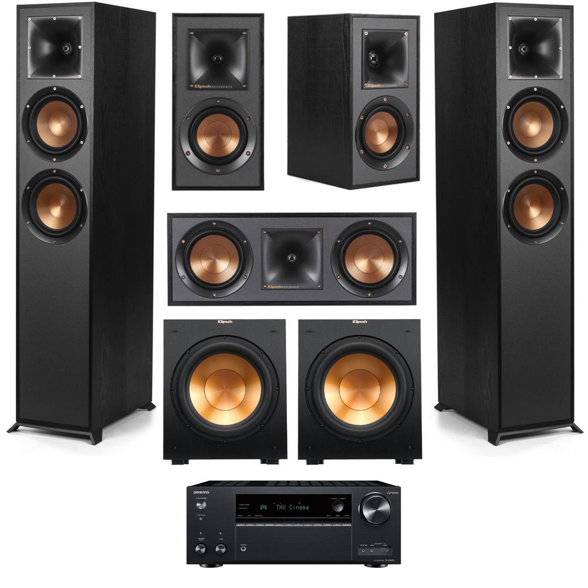Klipsch Reference 5.2 Home Theater System, Black w/ Denon AVR-S970H 7.2 Receiver -  1065834 K6
