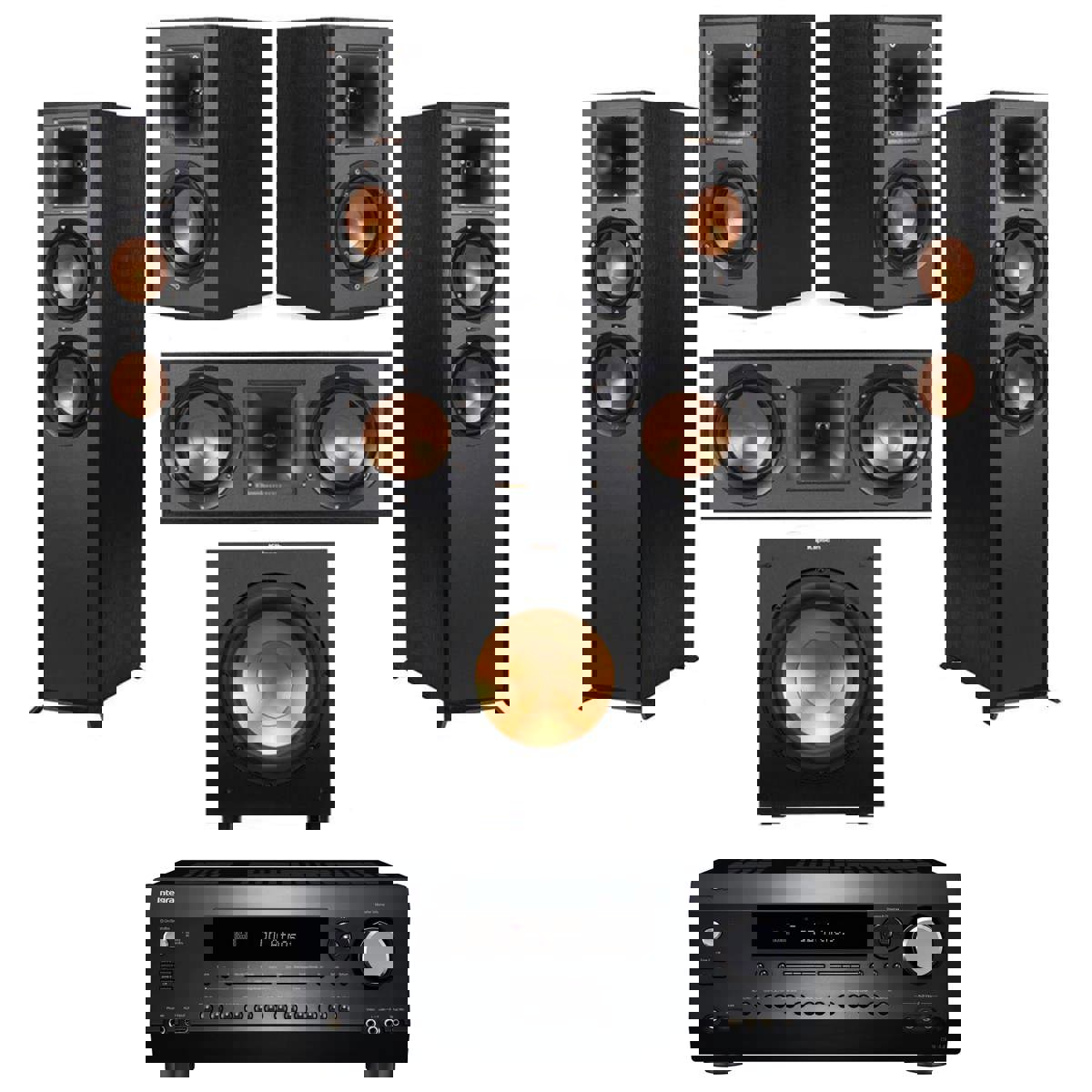 

Klipsch Reference 5.1 Home Theater System, Black w/ Denon AVR-S970H 7.2 Receiver