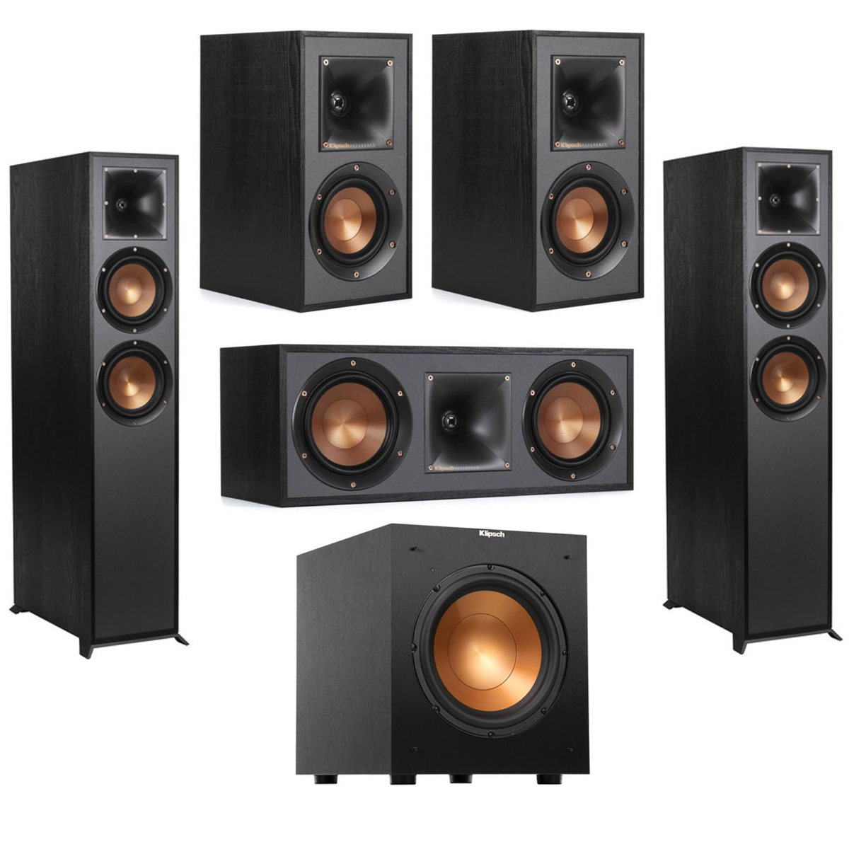 

Klipsch 2x R-625FA 5.1 Home Theater Pack, Black w/2x Bookshelf, 1 Center, 1 Sub