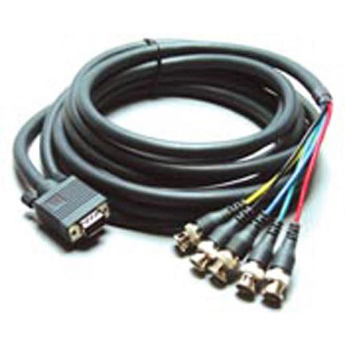 

Kramer Electronics C-GF/5BM Molded 15-Pin HD (F) to 5 BNC (M) Breakout Cable, 3'