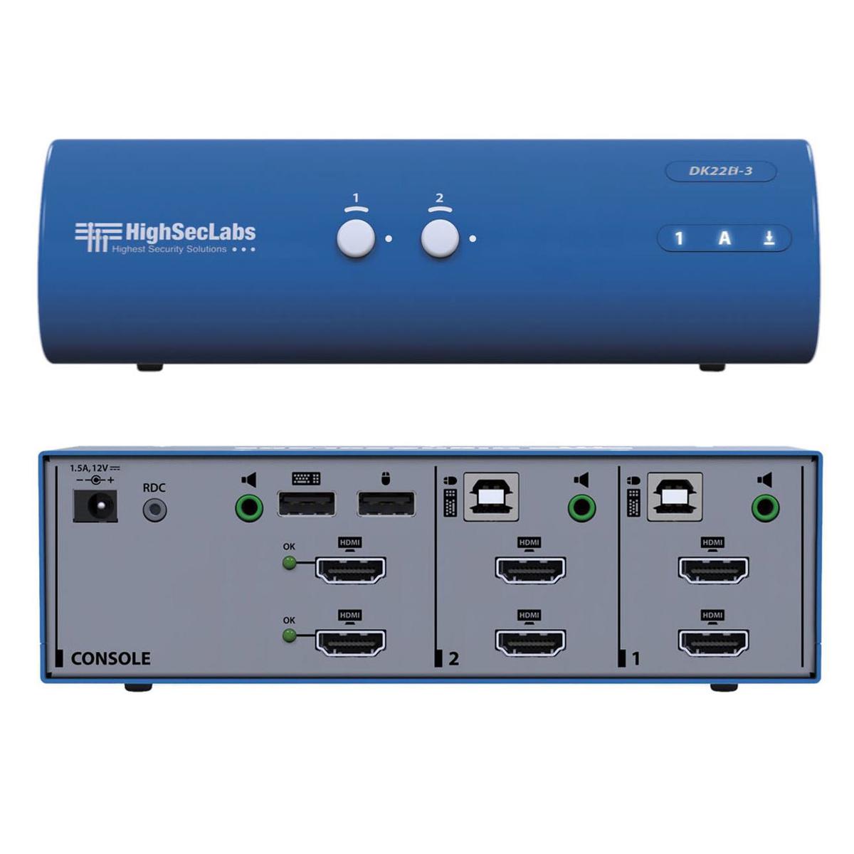 

Kramer Electronics DK22H-3 Secure Dual Head 2-Port 4K30 UHD HDMI KVM Switch