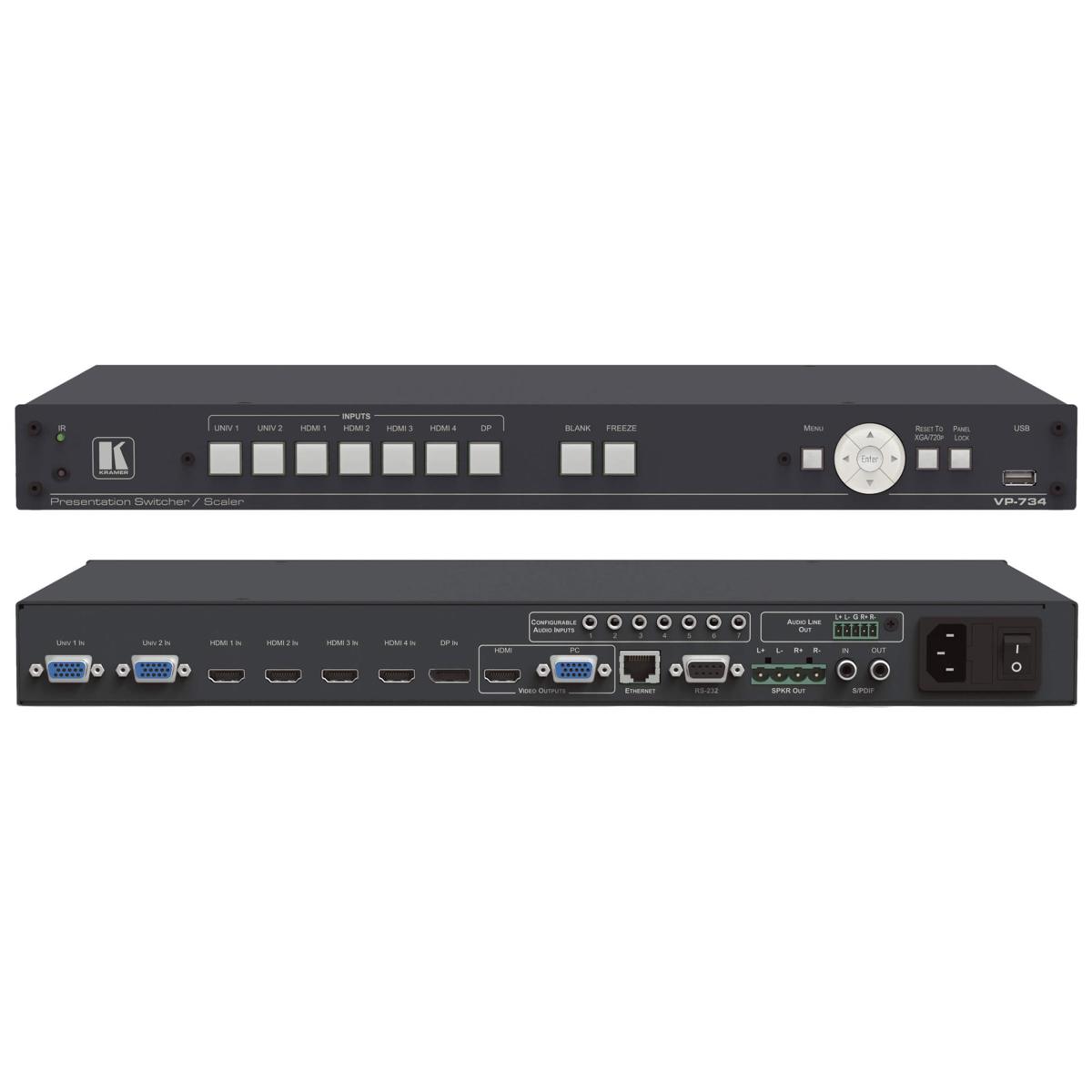 Kramer Electronics VP-734 7-Input ProScale Presentation Switcher/4K30 UHD Scaler -  VP-734/110V