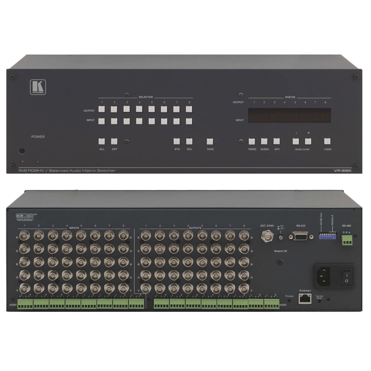 

Kramer Electronics VP-88K 8x8 RGBHV and Balanced Stereo Audio Matrix Switcher