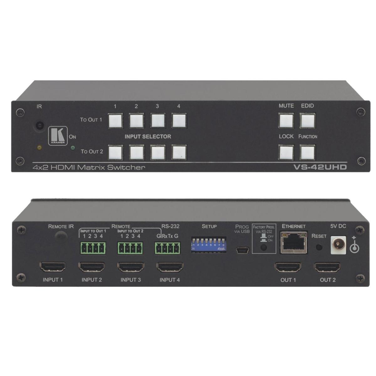 

Kramer Electronics VS-42UHD 4x2 4K60 4:2:0 HDMI Automatic Matrix Switcher