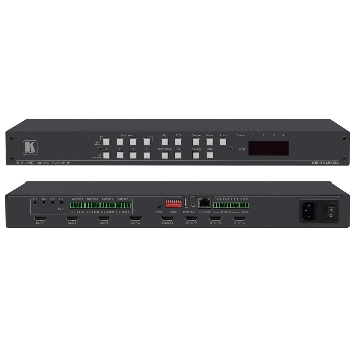 

Kramer Electronics VS-44UHDA 4x4 HDMI Matrix Switcher with Audio