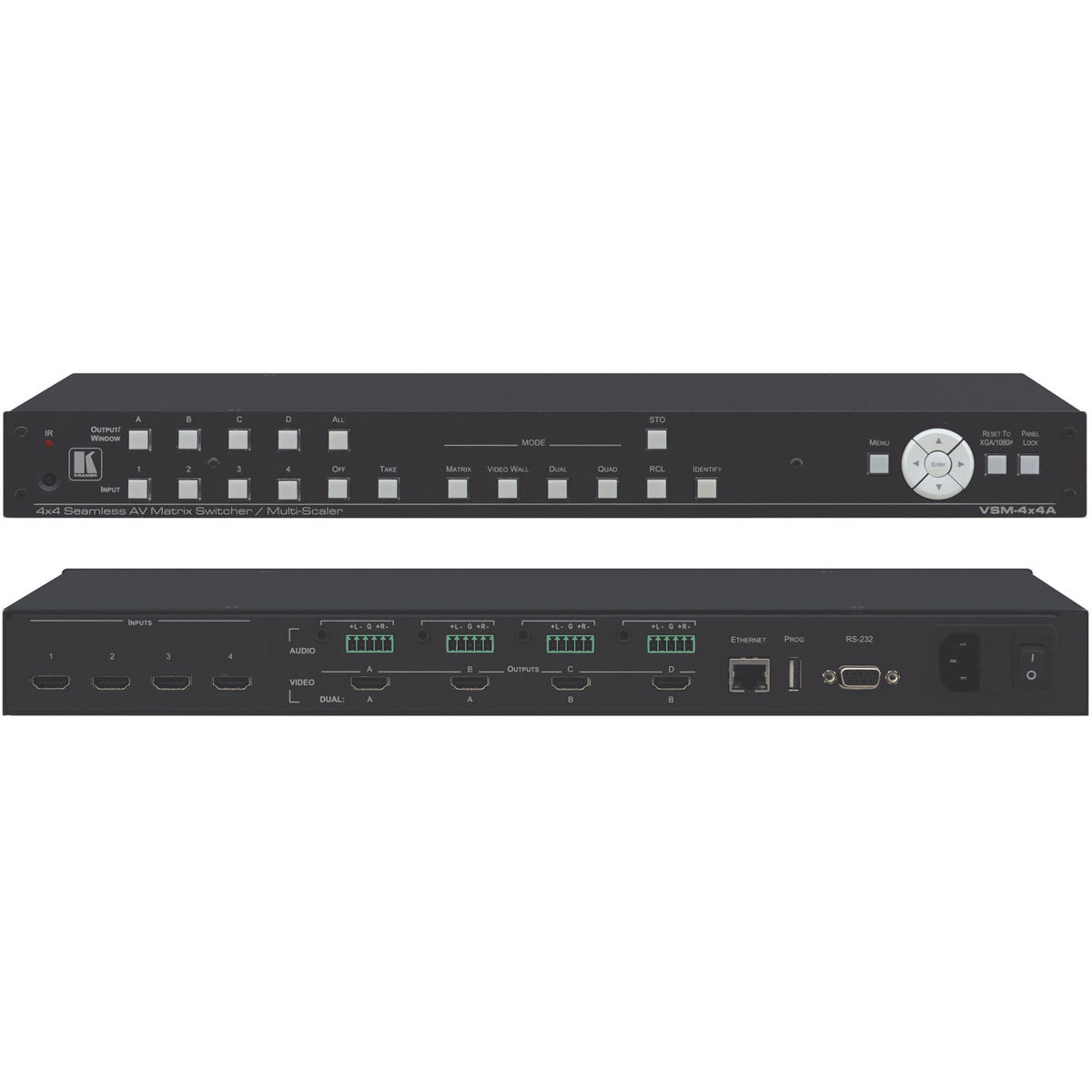 Image of Kramer Electronics VSM-4x4A 4x4 Seamless AV Matrix Switcher/Multi-Scaler