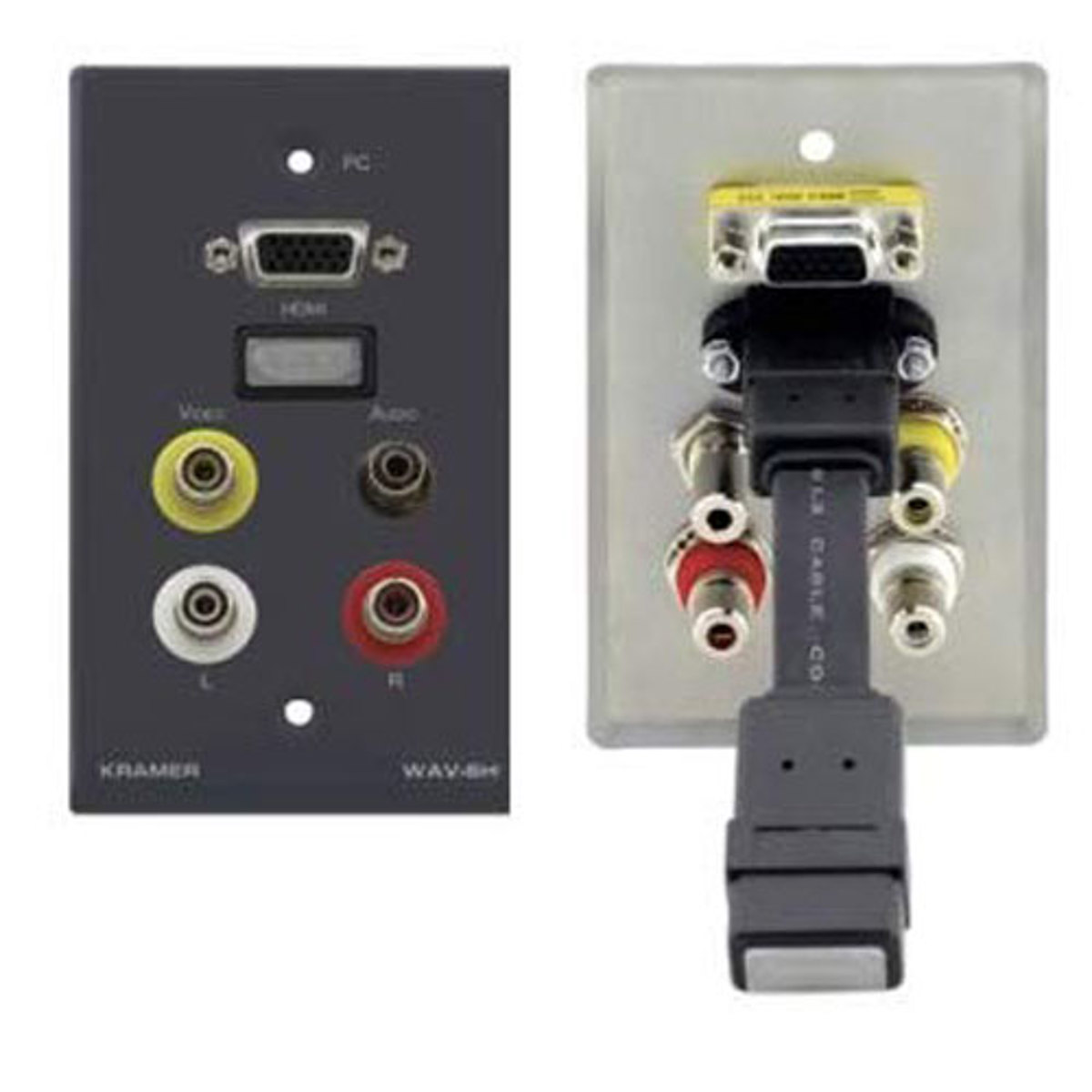

Kramer Electronics WAV-6H Passive Wall Plate - HDMI, 15-Pin, 3.5mm, 3 RCA, Black