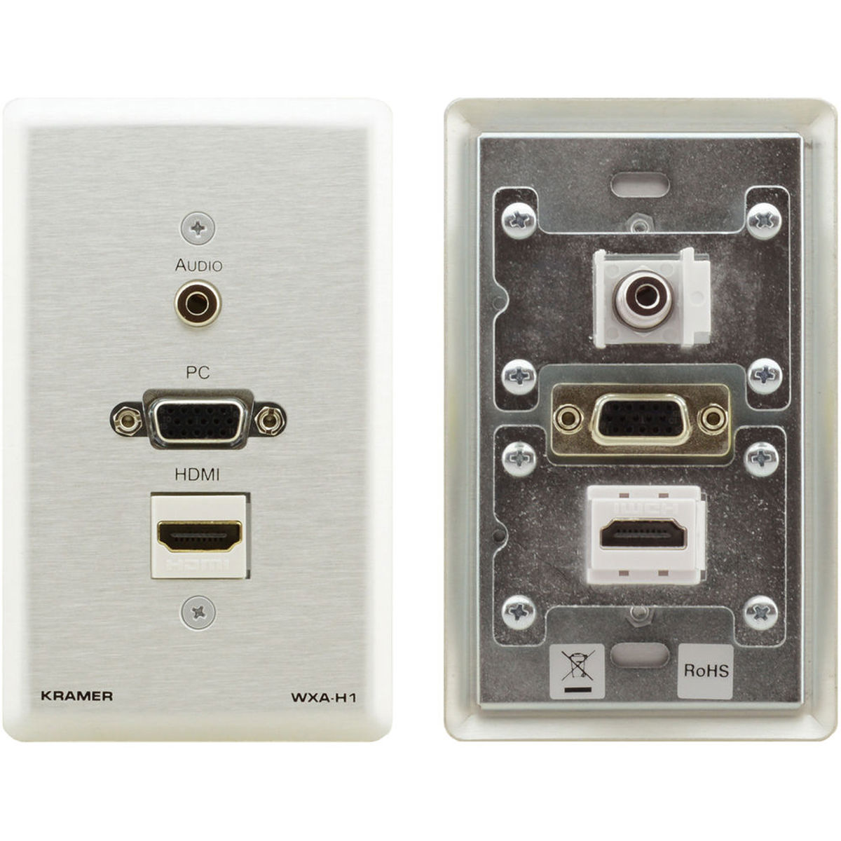 

Kramer Electronics WXA-H1/US Passive Pass-through Wall Plate, Silver