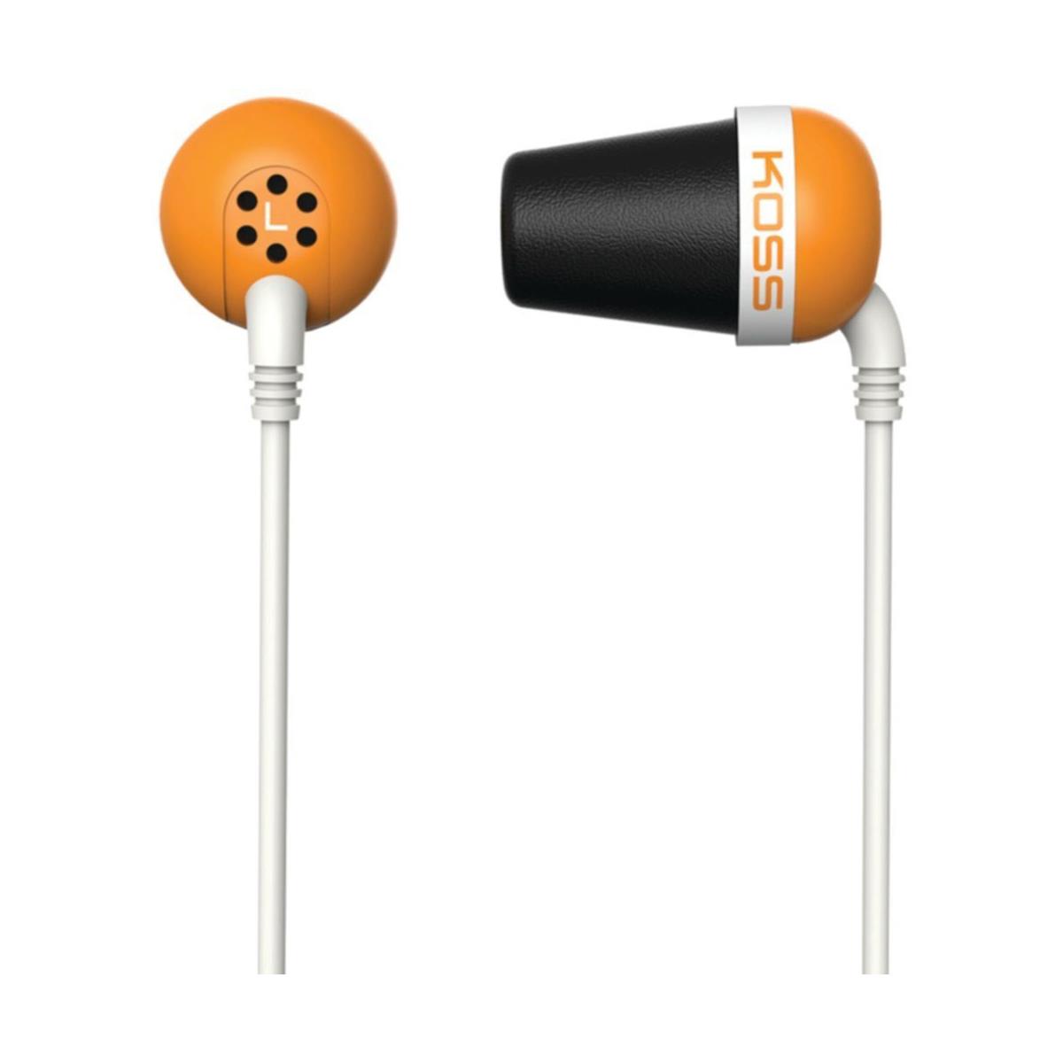 

Koss Plug Earbud Noise Isolating Headphones with Memory Foam Cushions, Orange