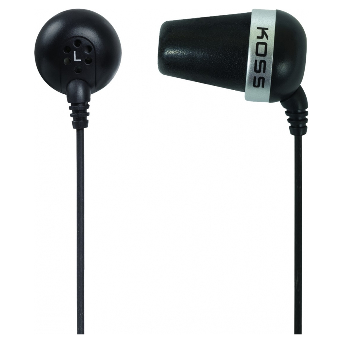 

Koss Plug Earbud Noise Isolating Headphones with Memory Foam Cushions, Black