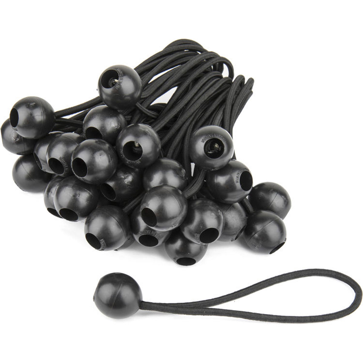 

Kupo 6" Heavy Duty Black Ball Bungees Loops, 50-Pack