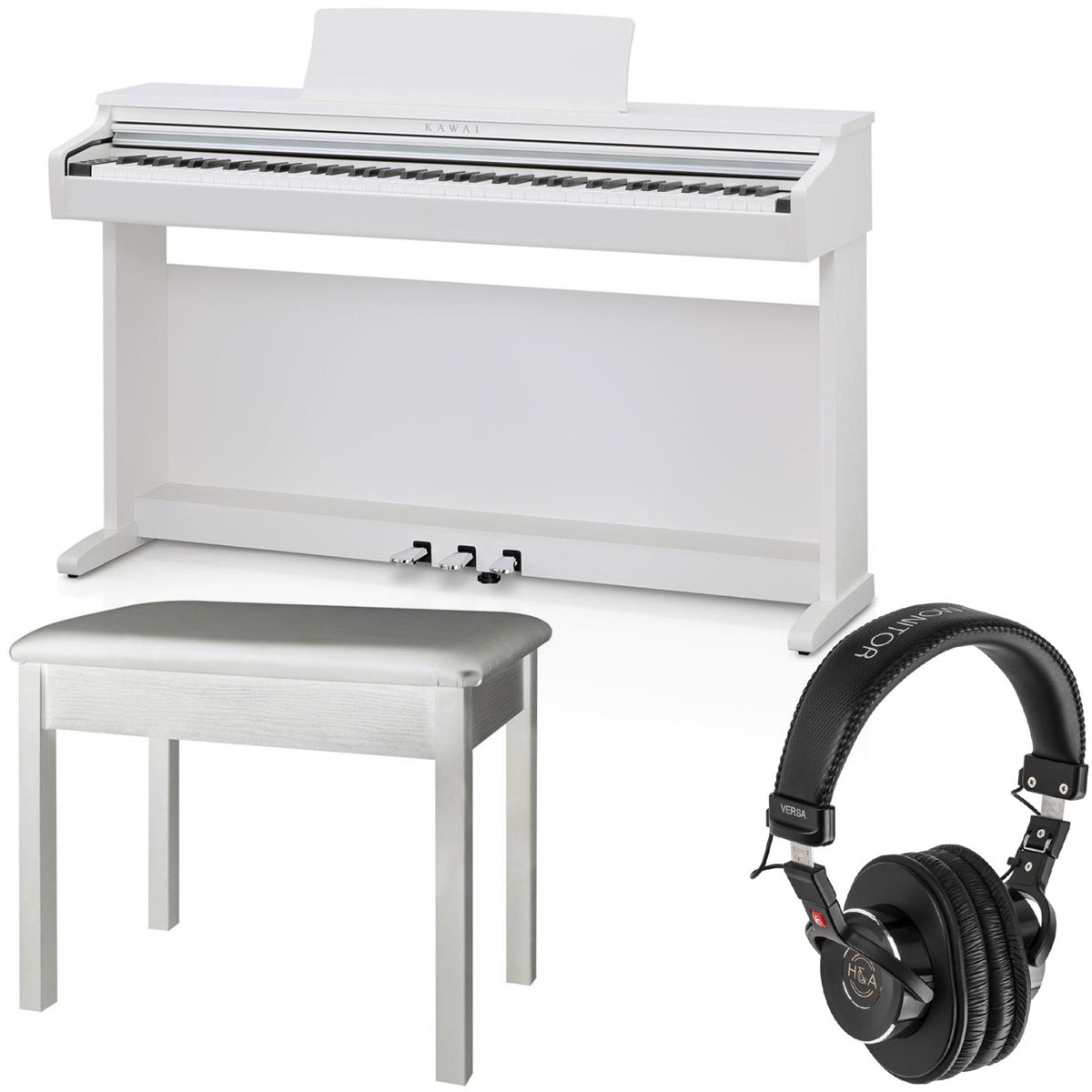 

Kawai KDP120 88-Key Digital Piano with Bench, Satin White with Headphones
