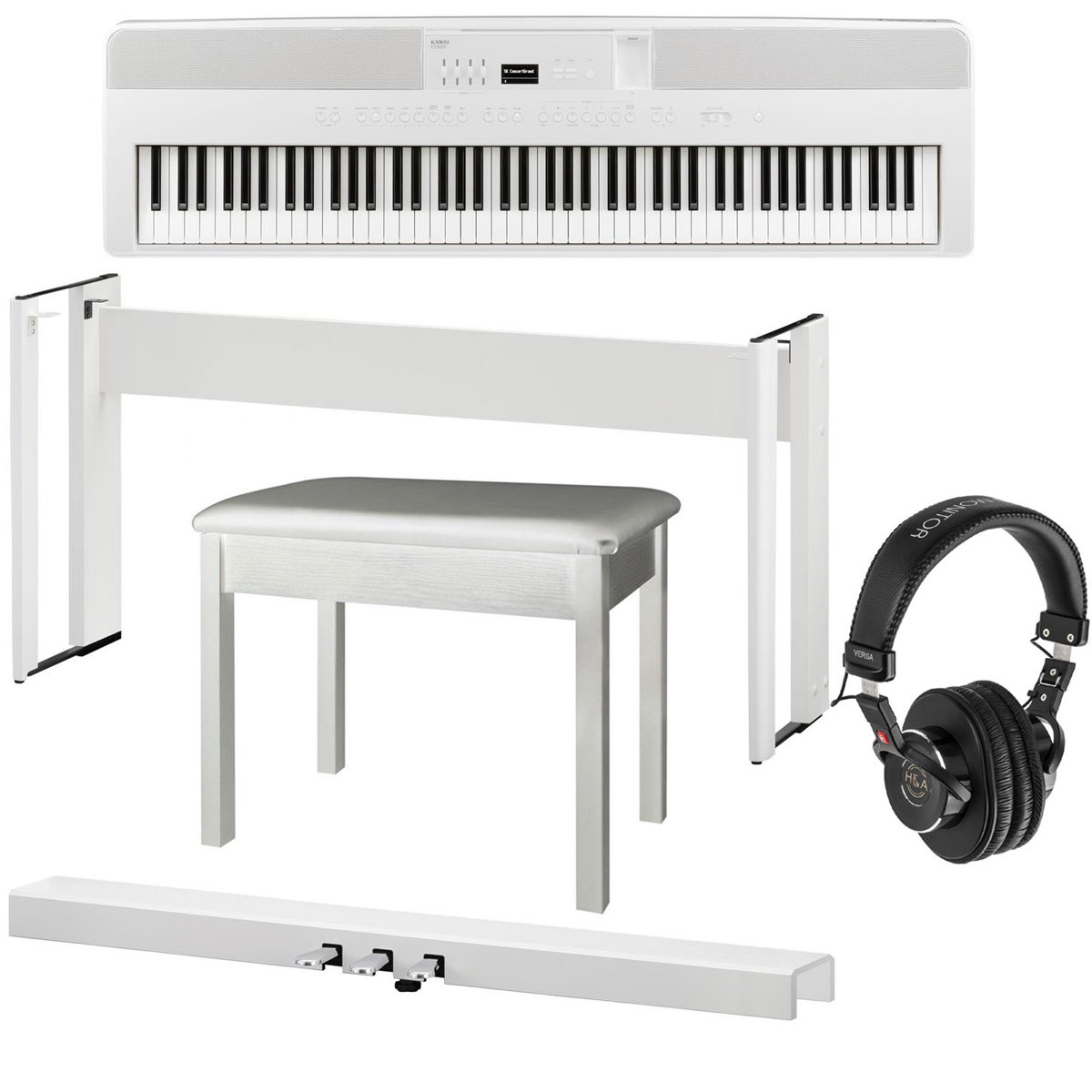 

Kawai ES920 88-Key Portable Digital Piano, White with Stand, Pedal Bar, Acc.