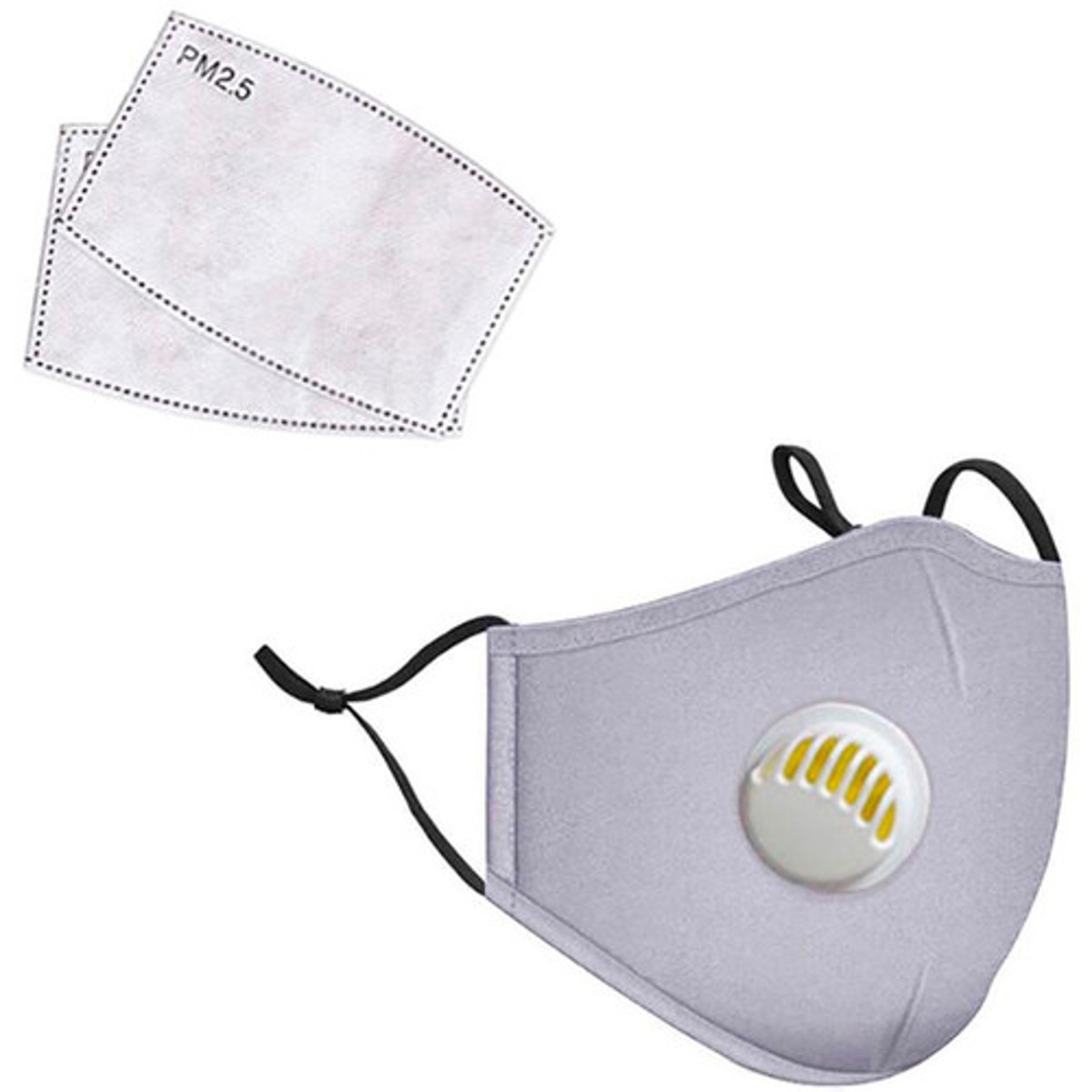 

LANDOU Reusable Fabric Face Mask with PM2.5 Filters & Valve (Kids, Gray)