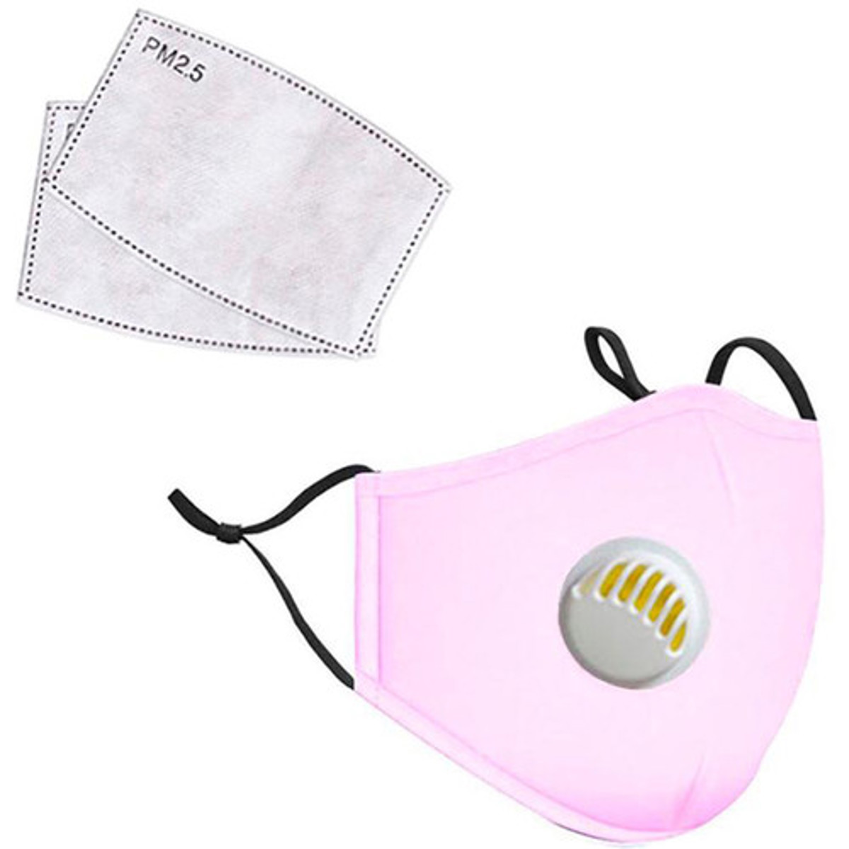 

LANDOU Reusable Fabric Face Mask with PM2.5 Filters & Valve (Kids, Pink)