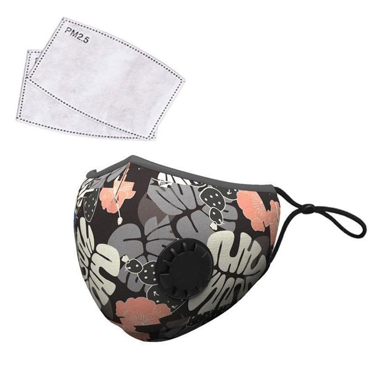 

LANDOU Reusanle Fabric Face Mask with PM2.5 Filters & Valve (Adults, Floral)