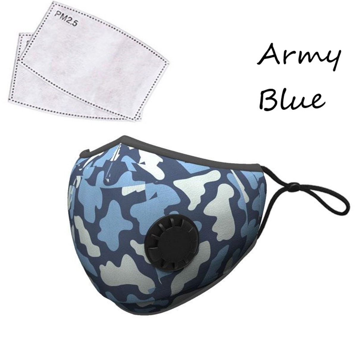

LANDOU Reusable Fabric Face Mask with PM2.5 Filters & Valve (Adults, Marbel)