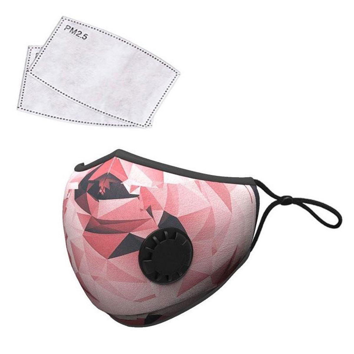 

LANDOU Reusable Fabric Face Mask with PM2.5 Filters & Valve (Adults,Pink Design)