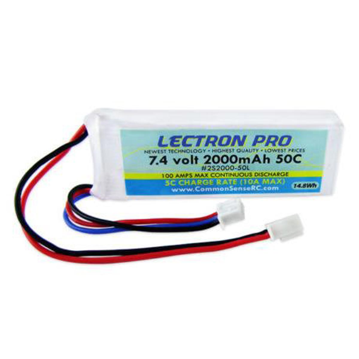 

COMMON SENSE RC Lectron Pro 7.4V 2000mAh 50C Li-Po Battery with EC3 Connector