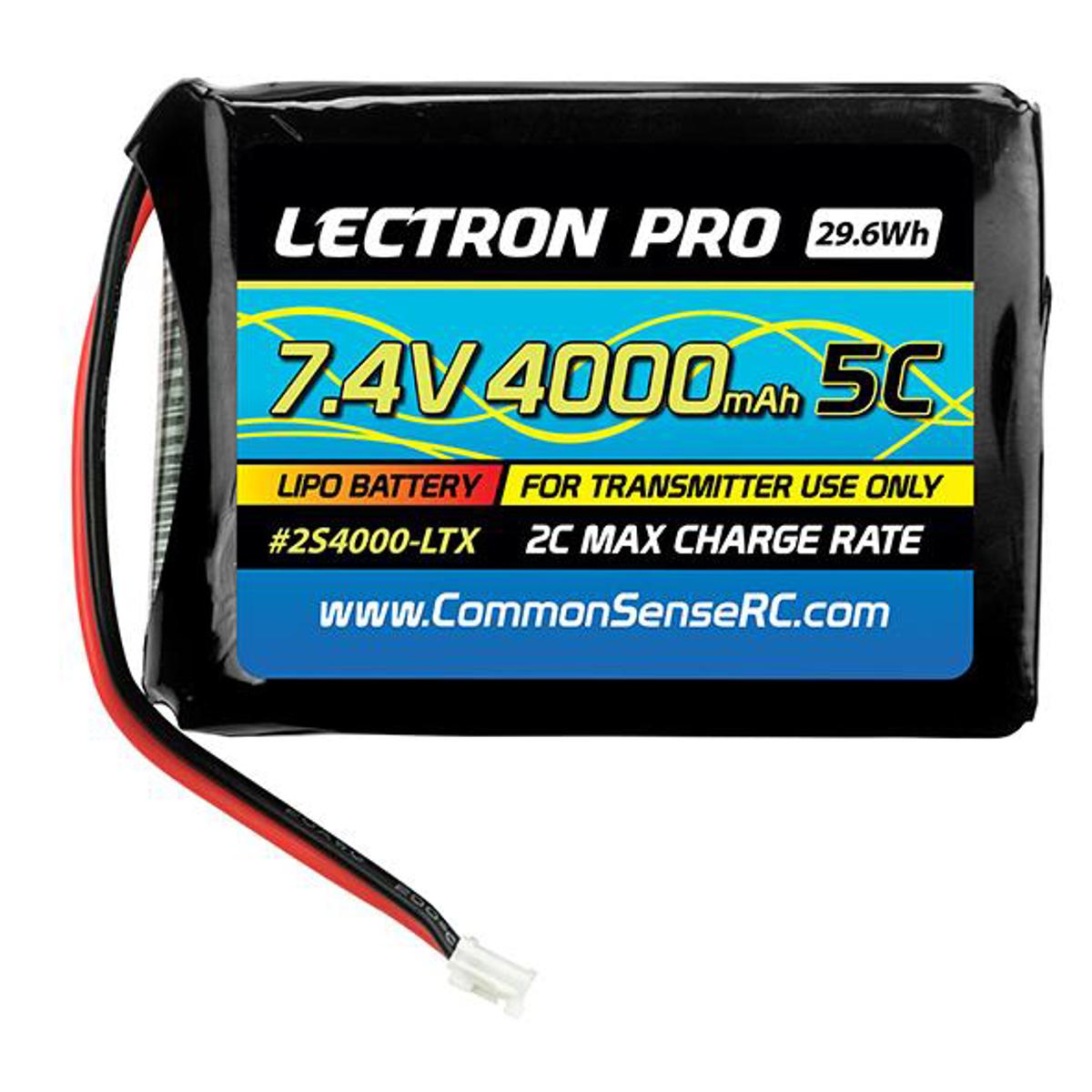 

COMMON SENSE RC Lectron Pro 7.4V 4000mAh 5C Lithium Polymer Transmitter Battery