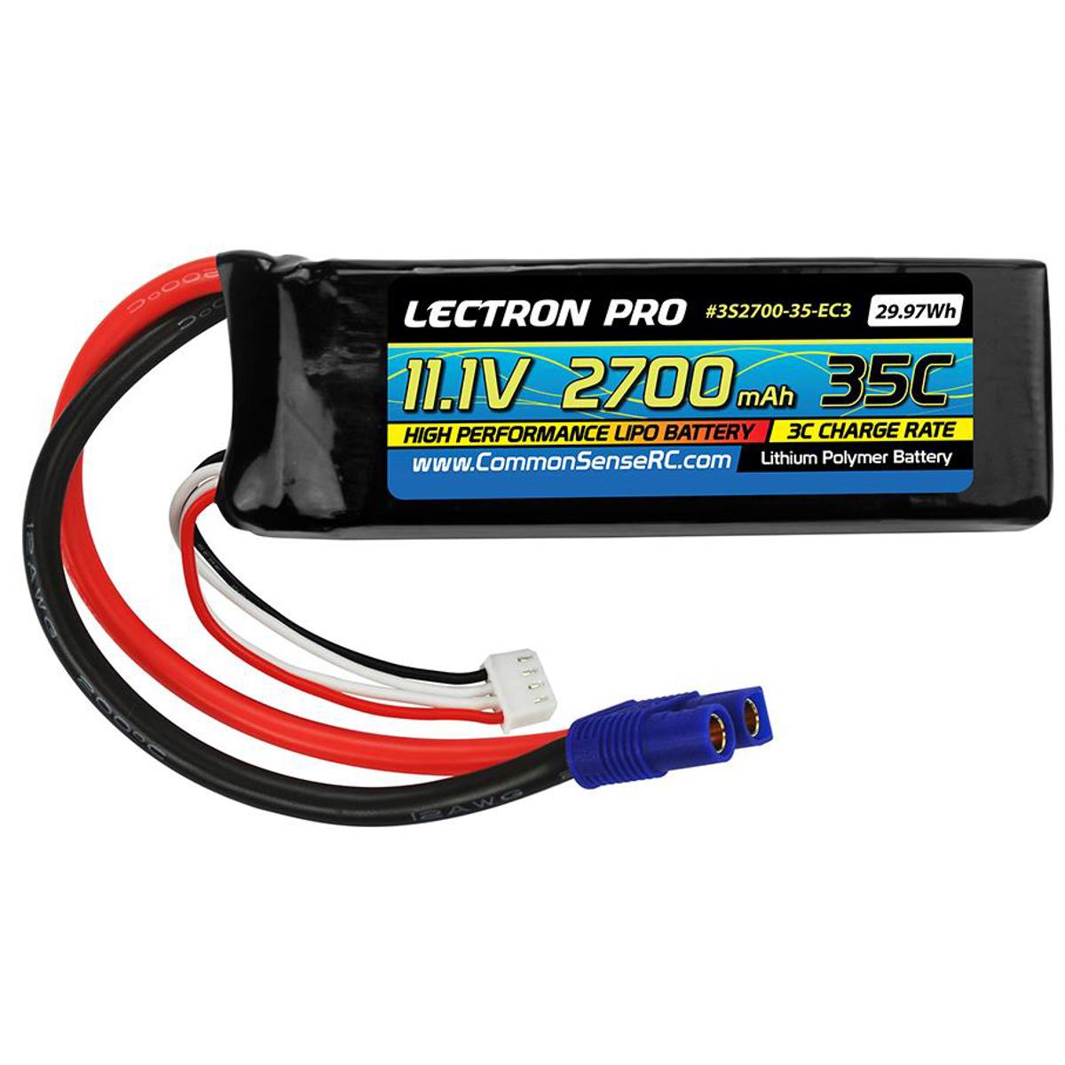 

COMMON SENSE RC Lectron Pro 11.1V 2700mAh 35C Li-Po Battery with EC3 Connector