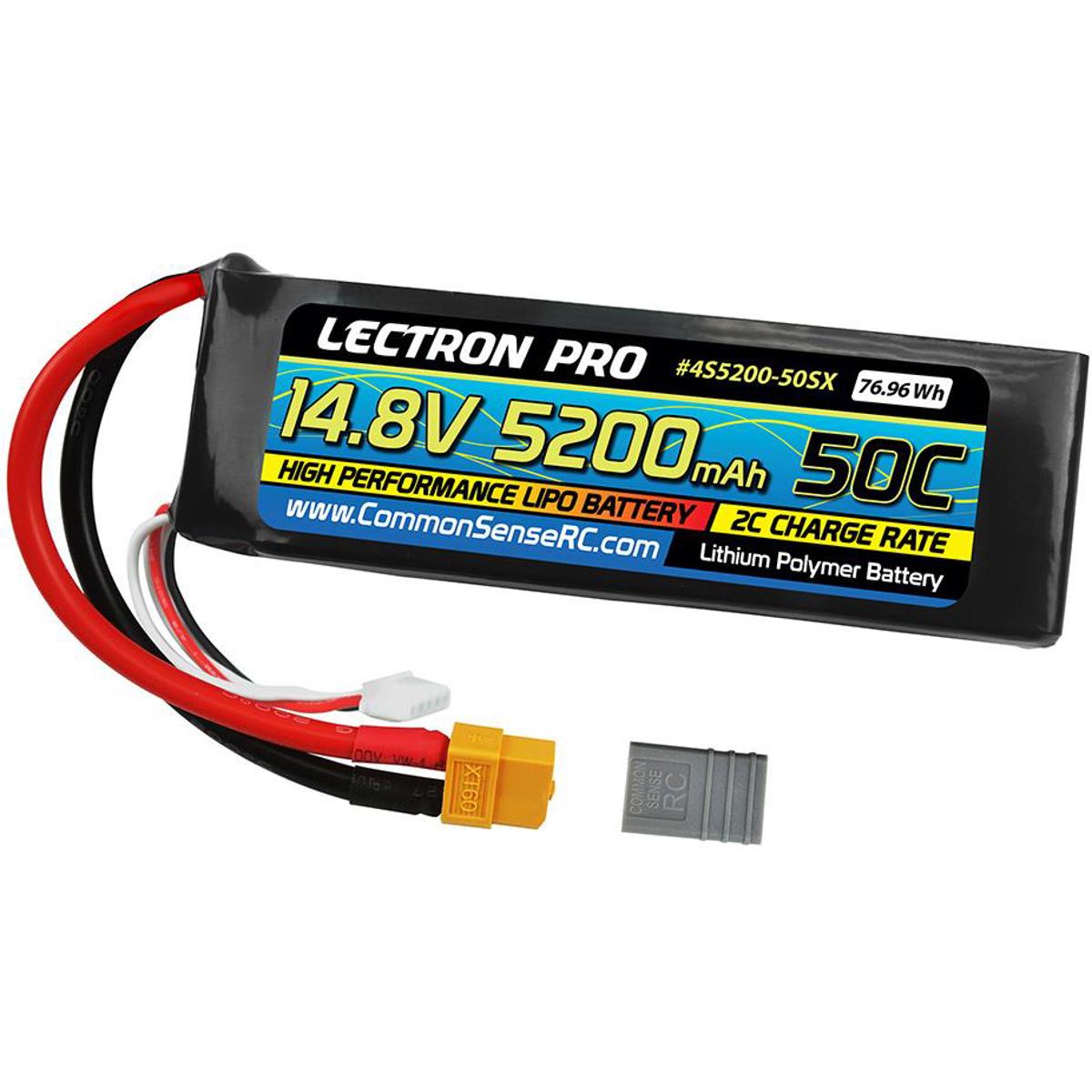 

COMMON SENSE RC Lectron Pro 14.8V 5200mAh 50C Li-Po Battery with XT60 Connector