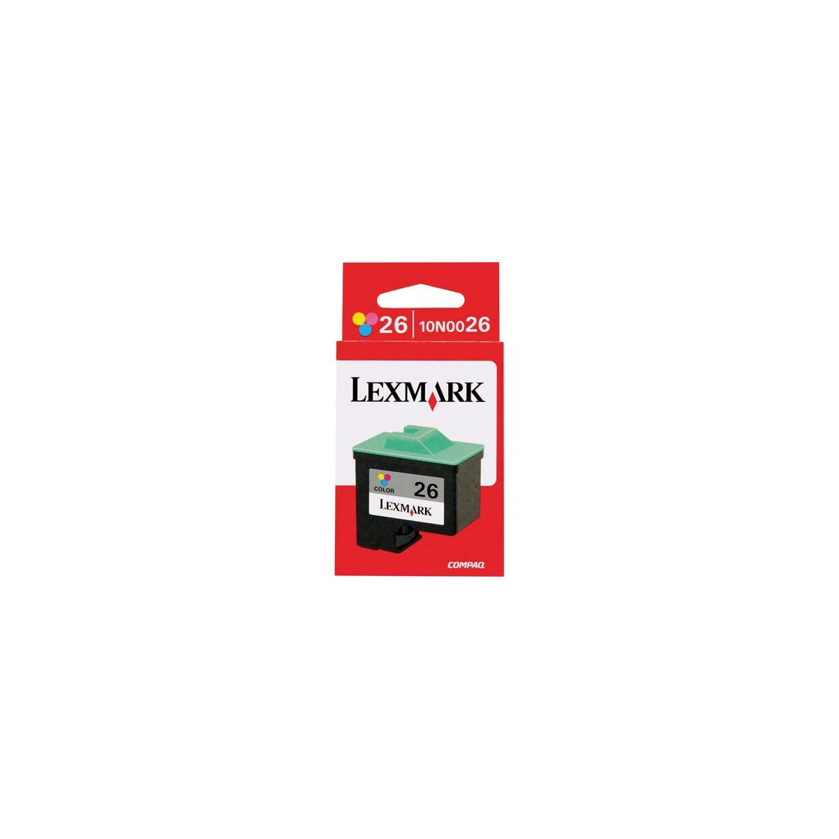 Lexmark 10N0026 Color Print Inkjet Cartridge # 26 #26 Color Print Cartridge  Genuine Lexmark cartridges generate optimum print quality using fade-resistant, concentrated dye based inks with small ink drop size for vibrant color, clarity and detail for brilliant photos and sharp images. Approximate Yield: 275 Pages