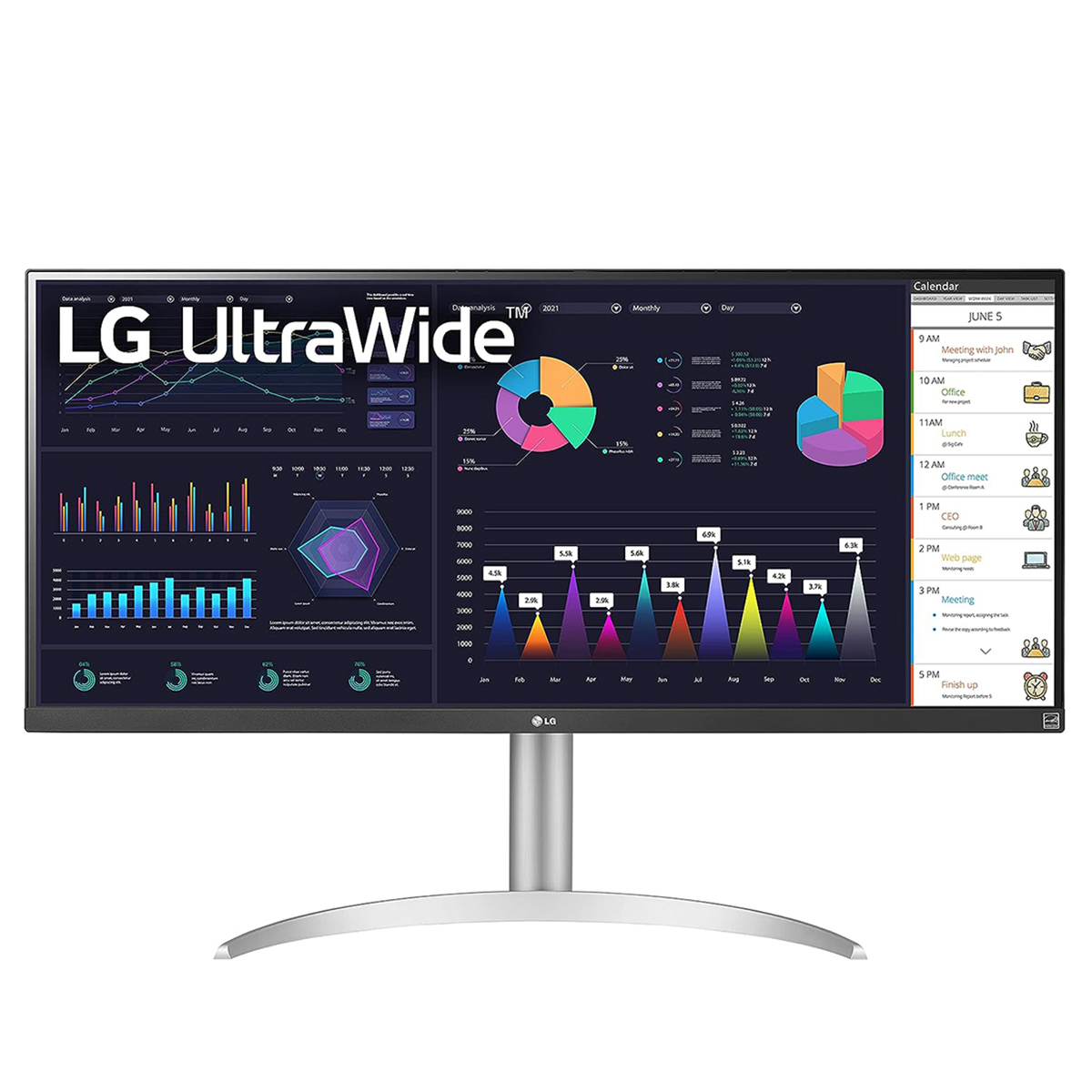 

LG 34WQ650-W 34" 21:9 Ultrawide Full HD 100Hz USB-C IPS LCD Monitor, Black/White