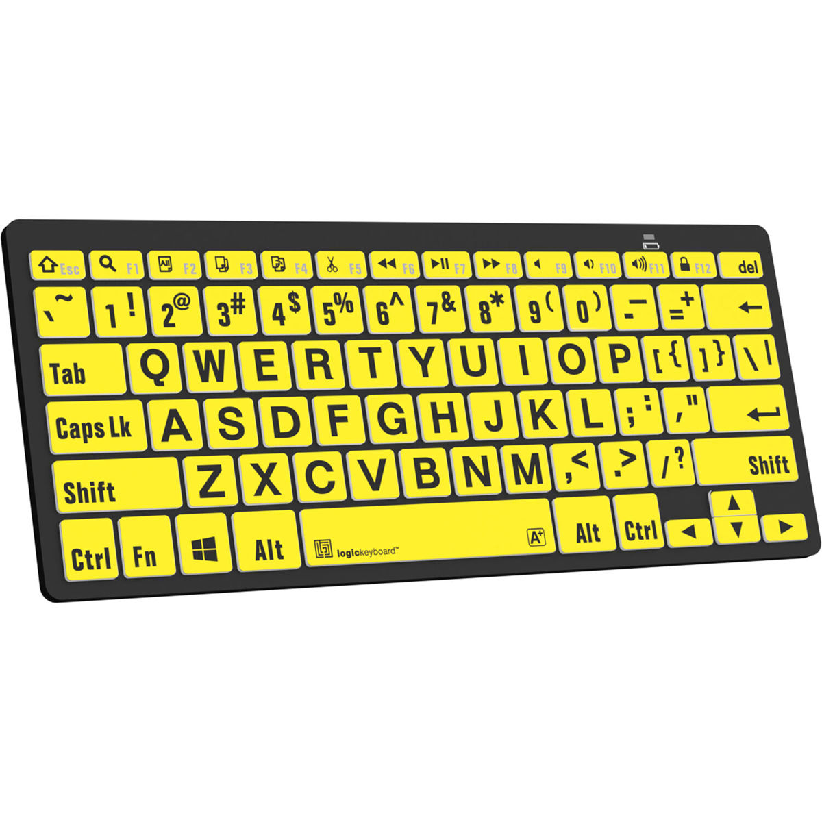 

LogicKeyboard XL Print PC Bluetooth Mini Keyboard, Black on Yellow, US English