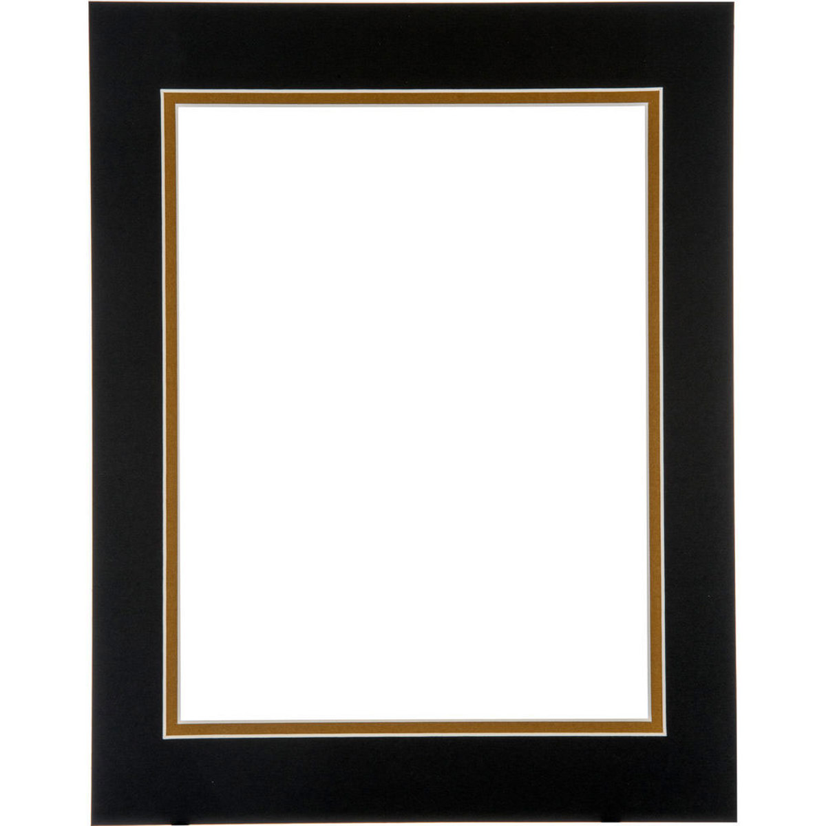 

Logan Graphics 5x7" PreCut Mat with 3x4.5" Opening, Smooth Black/Olde Gold