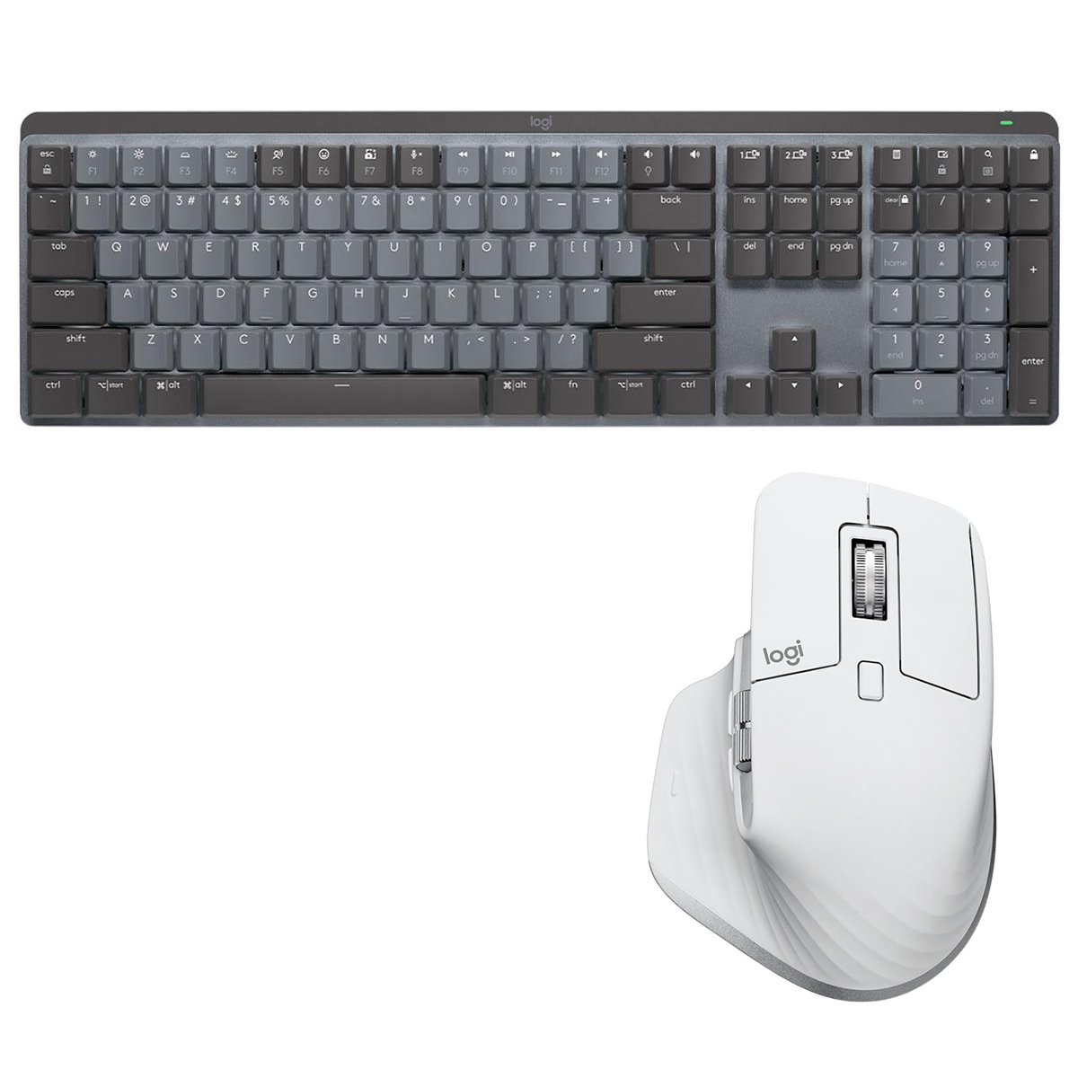 

Logitech MX Mechanical Wireless Keyboard, Tactile Quiet, Graphite w/Gray Mouse