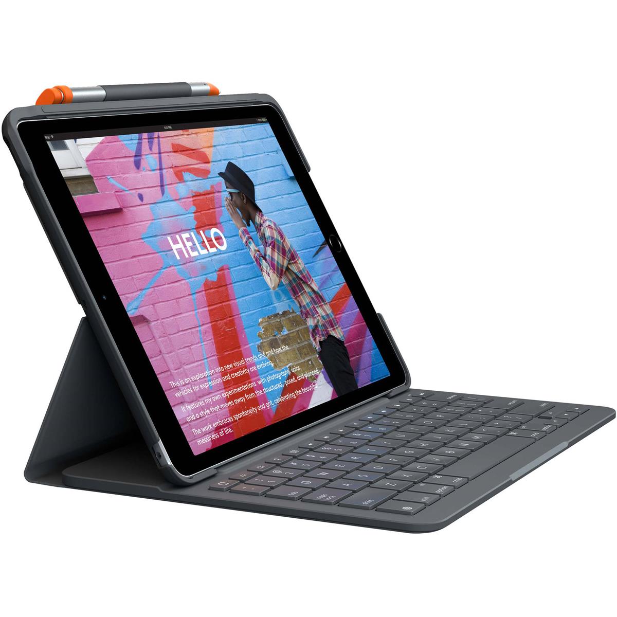 Image of Logitech Slim Folio Protective Bluetooth Keyboard Case for iPad 7th Gen