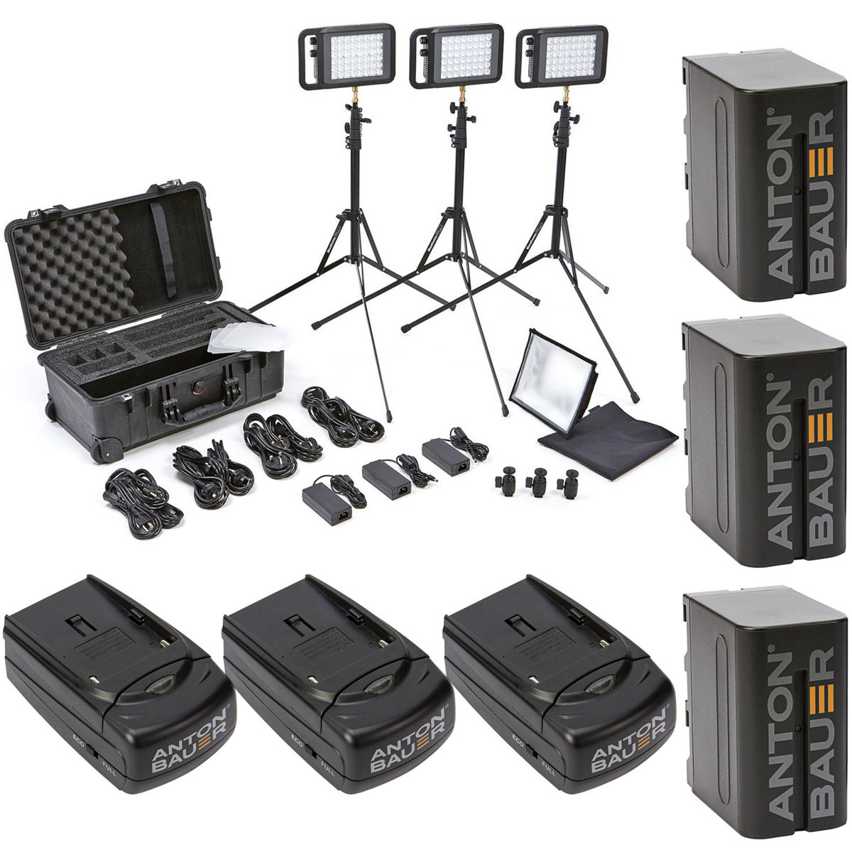 

Litepanels Lykos+ Bi-Color Flight Kit With 3x Anton Bauer Charger/Li-Ion Battery