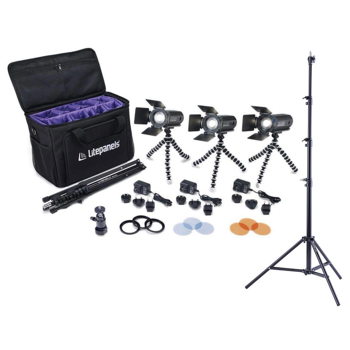 

Litepanels Caliber 3-Light LED Fresnel Kit With Pro Air Cushioned Light Stand