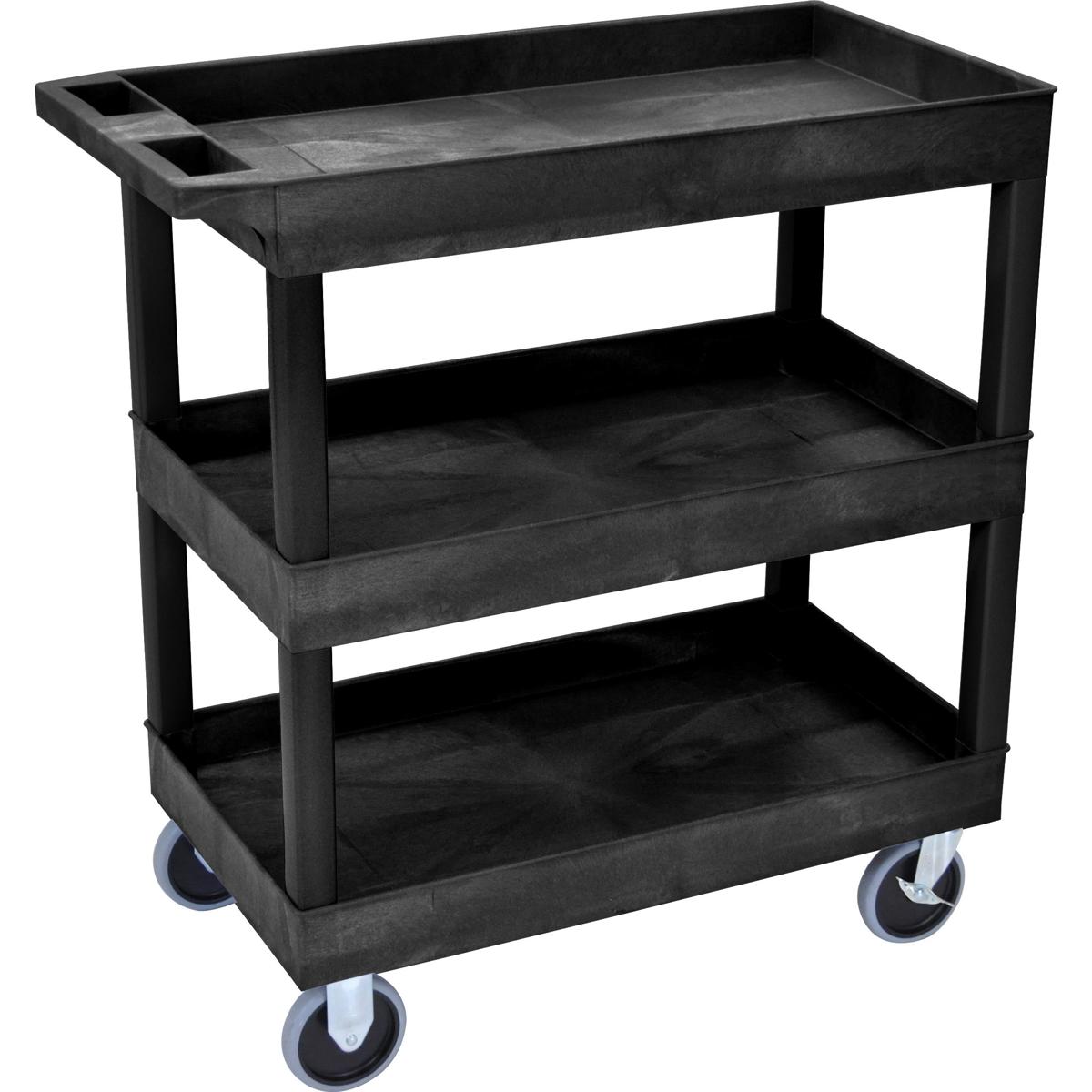

Luxor EC111HD 3 Shelves High Capacity Tub Cart, 500lbs Capacity, Black