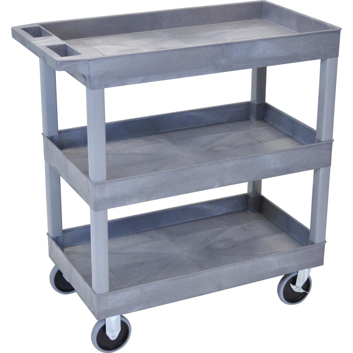 

Luxor EC111HD 3 Shelves High Capacity Tub Cart, 500lbs Capacity, Gray