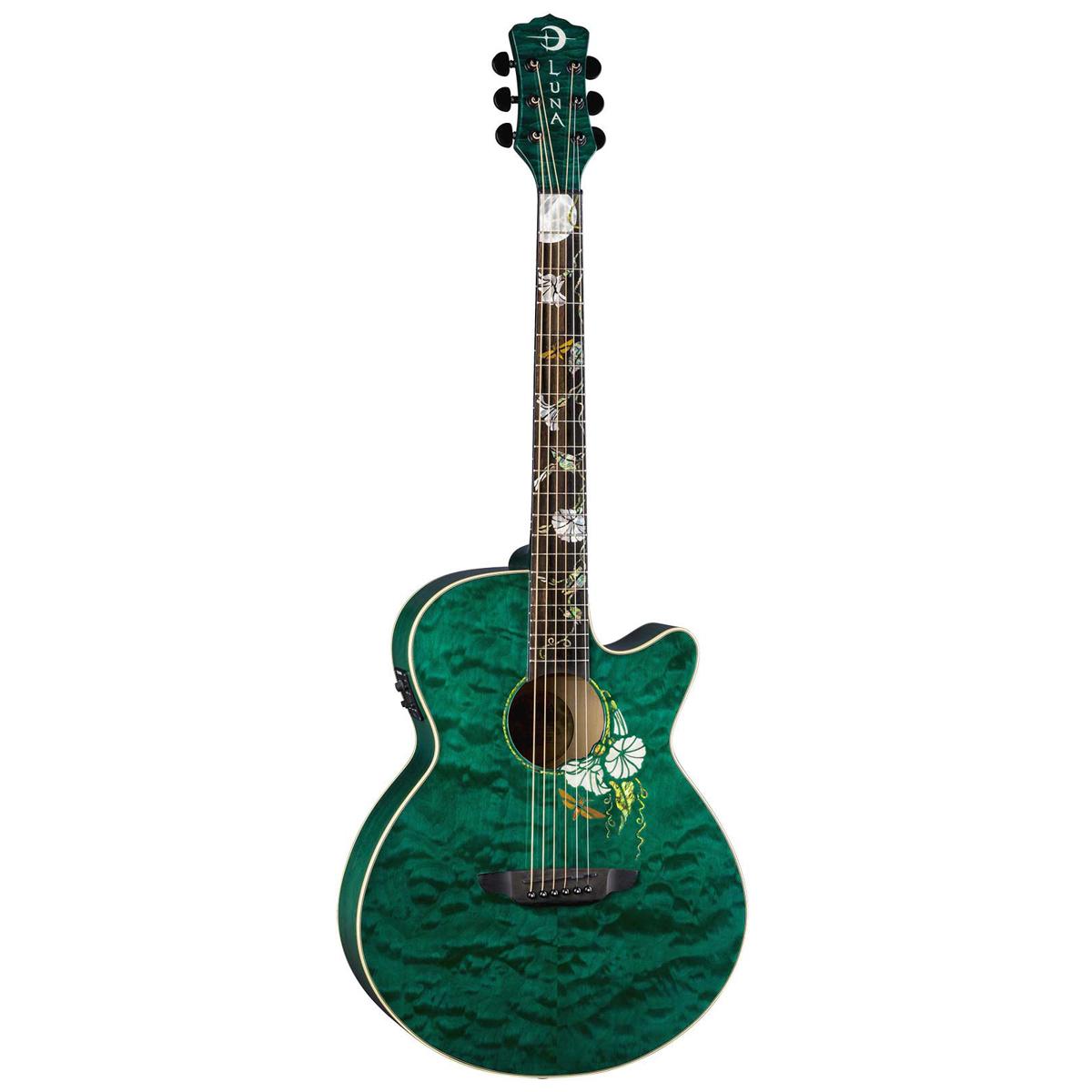 

Luna Flora Moonflower Folk AE Guitar, Ebony Fretboard, Trans Mallard