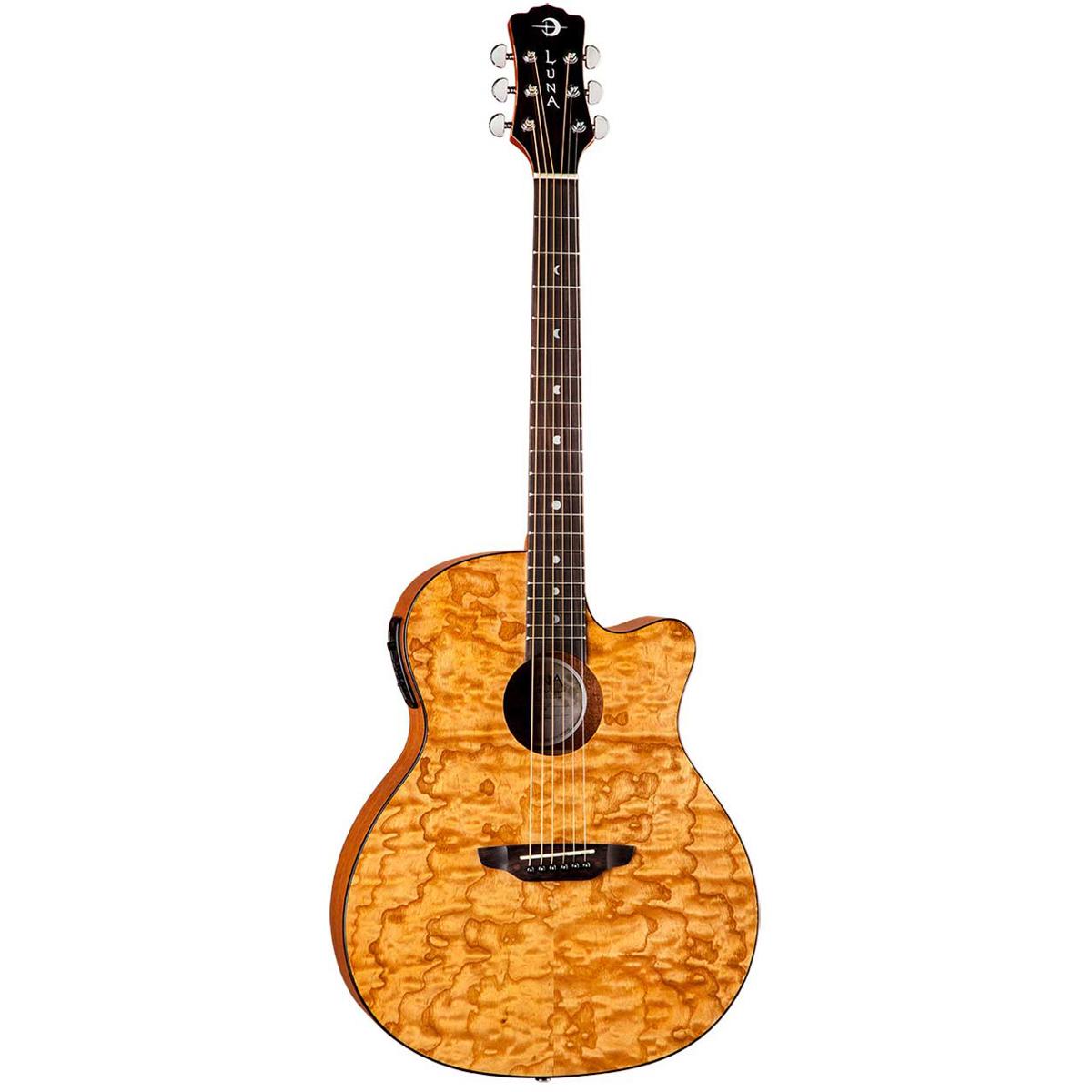 

Luna Gypsy Quilt Ash Acoustic Electric Guitar with Preamp, Gloss Natural